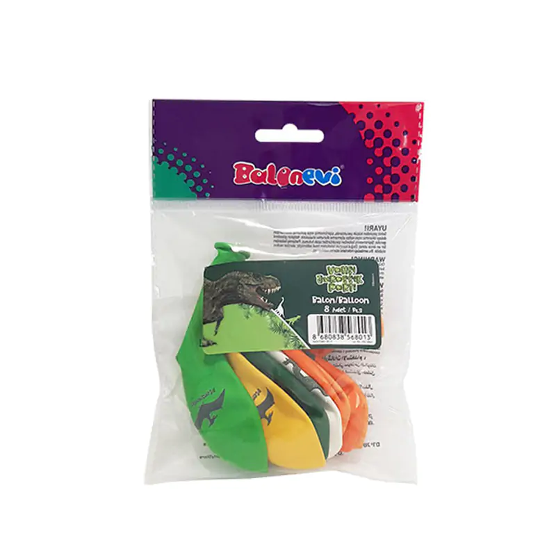 4+1 Vahşi Jurassik Parti Baskılı 12” Pastel Balon 8’li